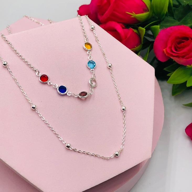 Colar Duplo Bolinha e Colorido