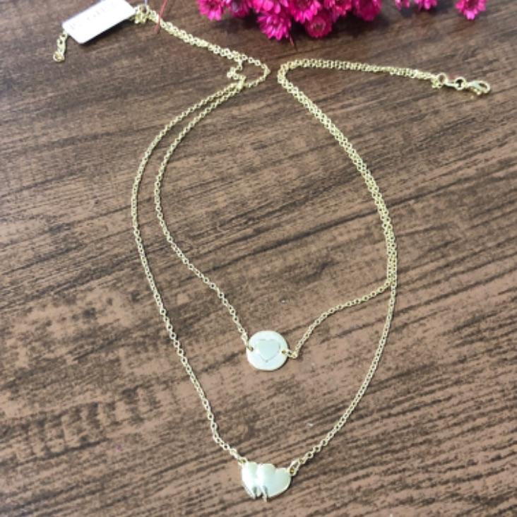 Colar Duplo com Corrente Cadeado com Pingente Coração