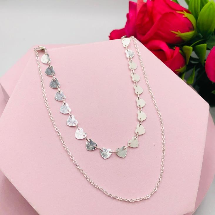 Colar Duplo Coração e Cadeado