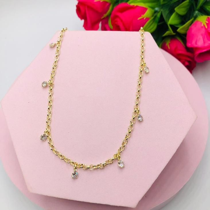 Colar elo português com pontos de luz