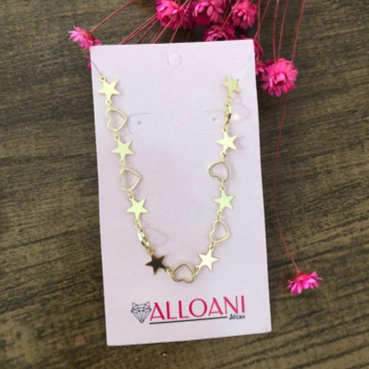 Colar elos coração e estrelas