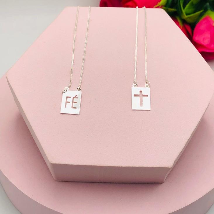 Colar Escapulário Fé e Cruz