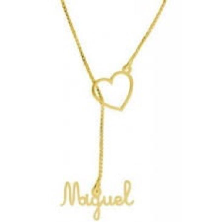 Colar Gravatinha Coração com nome