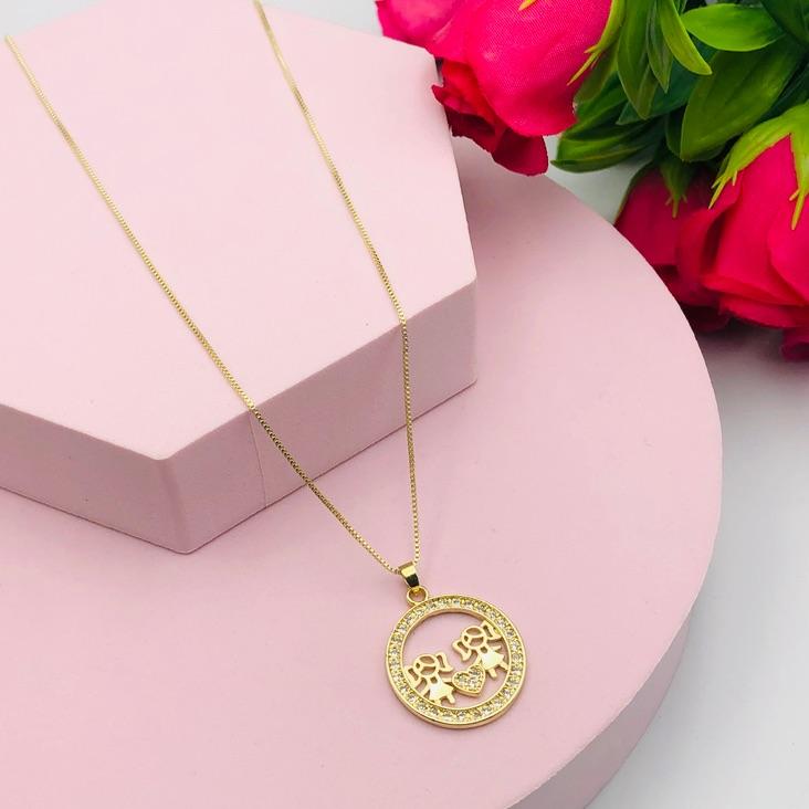 Colar Mandala Cravejado de Dois Meninas