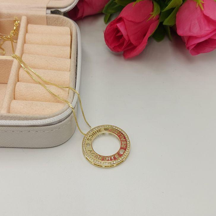 Colar Mandala Cravejado Sonhe Acredite Realiza