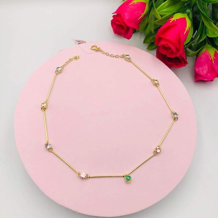 Colar Palito com Pontos de Luz Coloridos