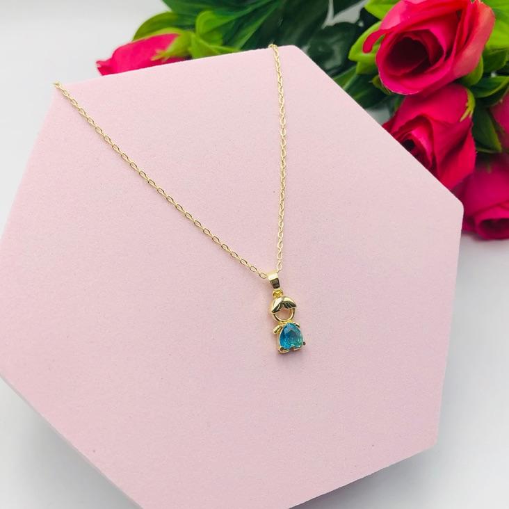 Colar Pingente Filho com Zirconia Azul