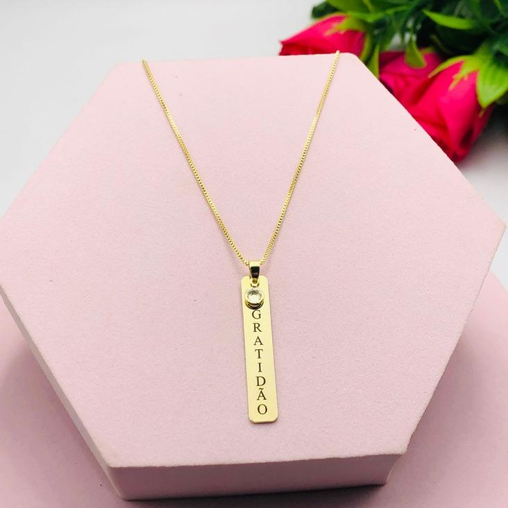 Colar Plaquinha Gratidão