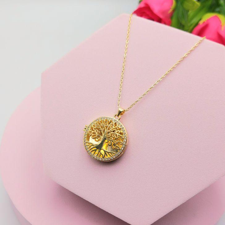 Colar Relicário Árvore da Vida Cravejado