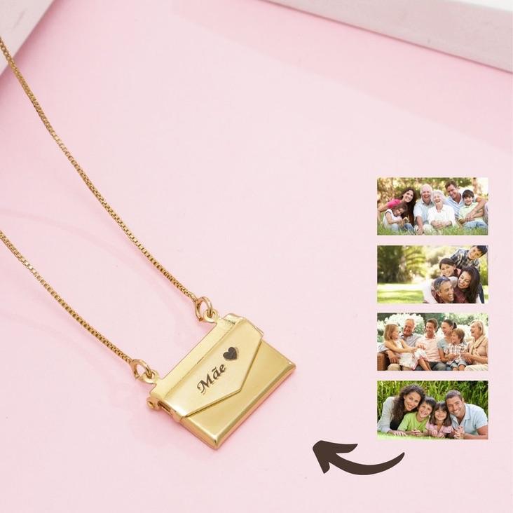 Colar Relicário Cartinha com Foto