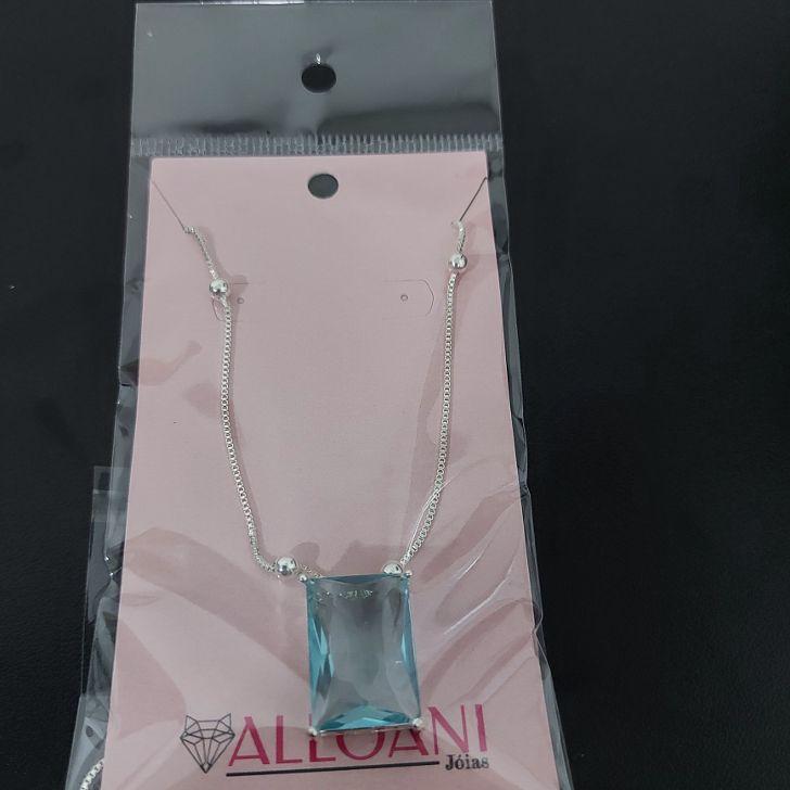 Colar Veneziana com Bolinhas com Pedra Azul