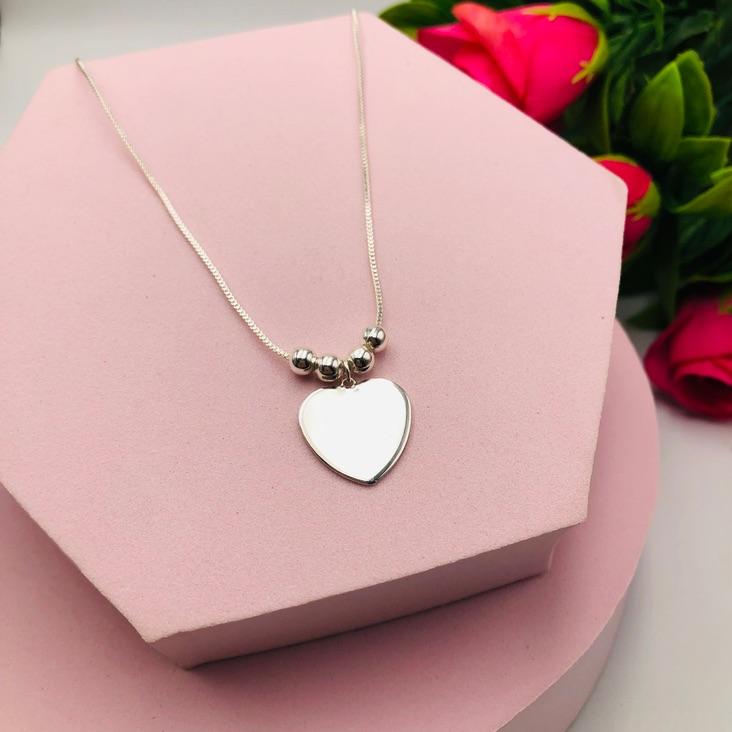 Colar Veneziana com Bolinhas e Coração Liso