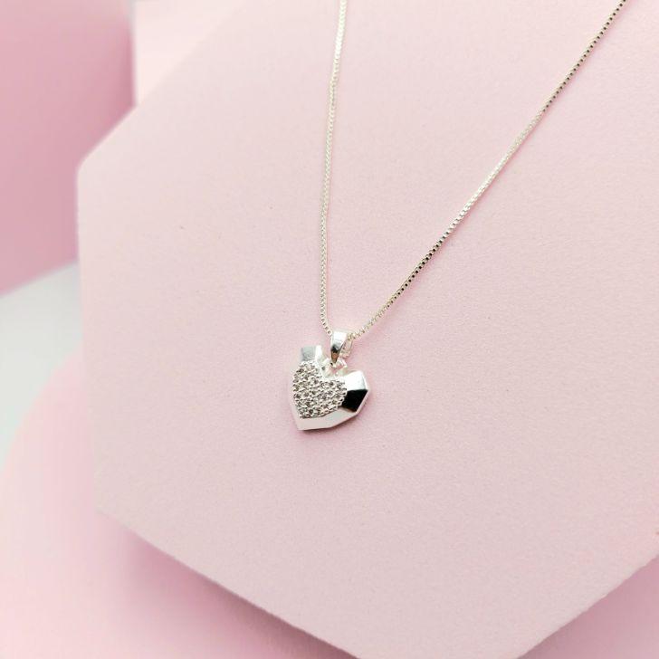 Colar Veneziana com Coração Cravejado