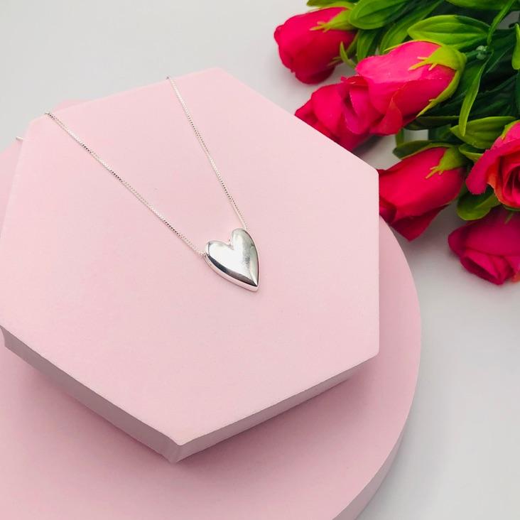 Colar Veneziana com Coração Liso