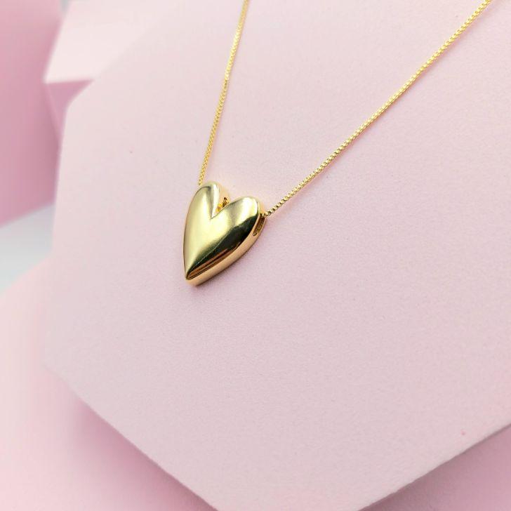 Colar Veneziana com Coração Liso