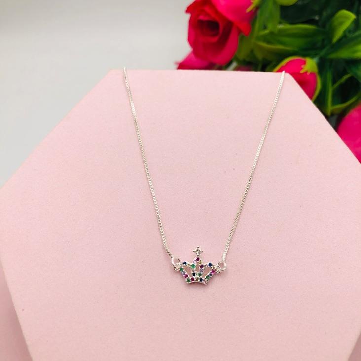 Colar Veneziana com Coroa Cravejada