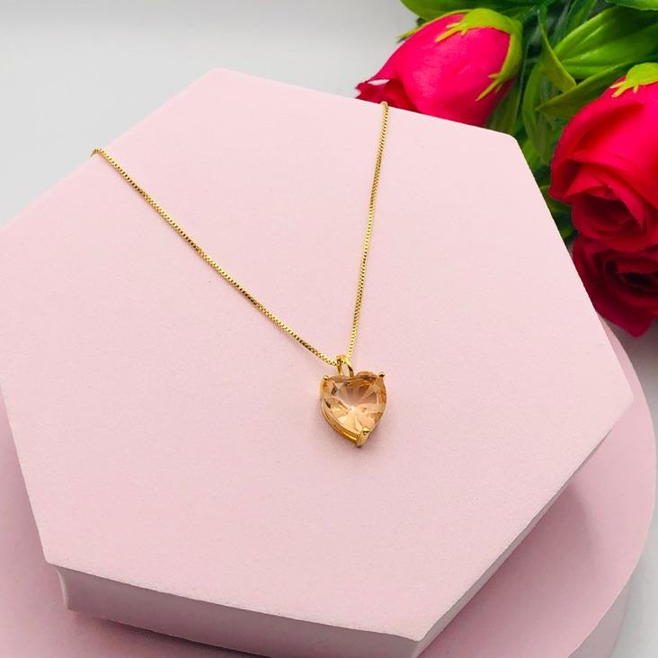 Colar  veneziana com pingente de coração