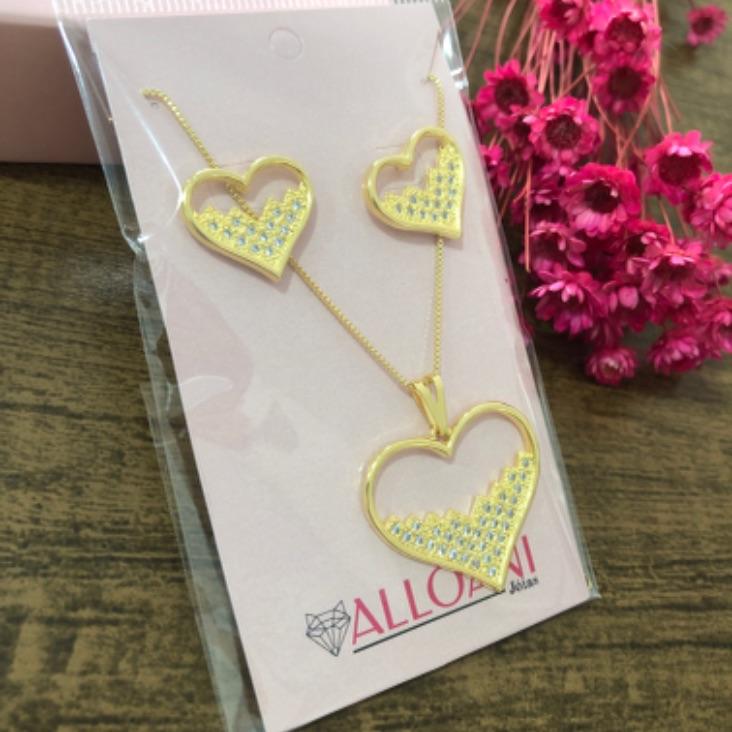 Conjunto Coração Cravejado