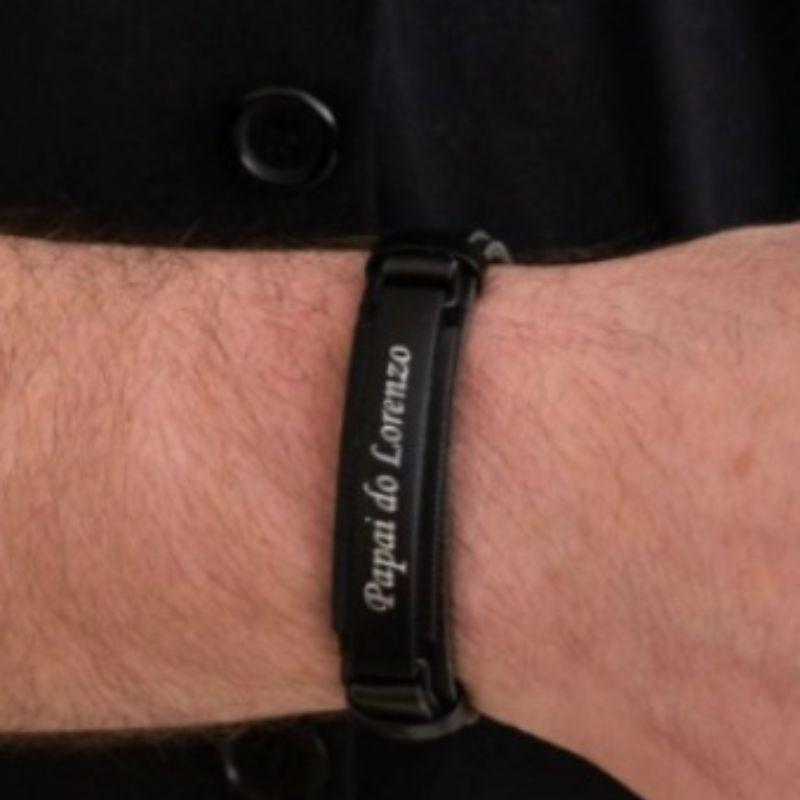 Personalizado Pulseira de Couro Preta