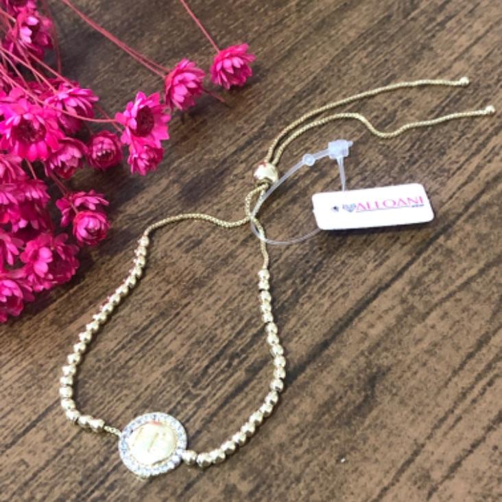 Pulseira Bolinhas com Pingente Fe