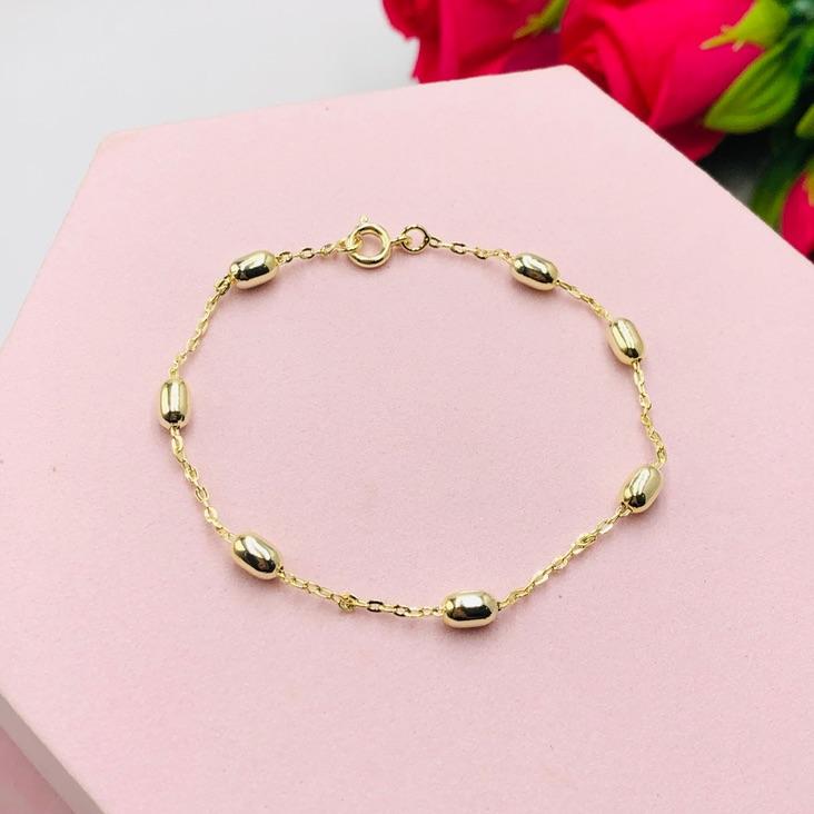 Pulseira Cadeadinho com Bolinhas Achatadas