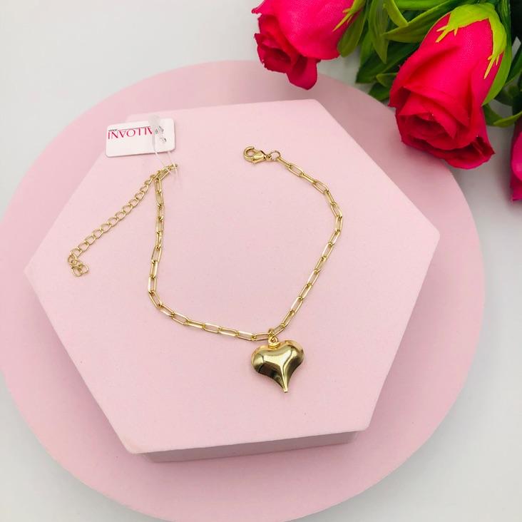 Pulseira cartie com Pingente de coração