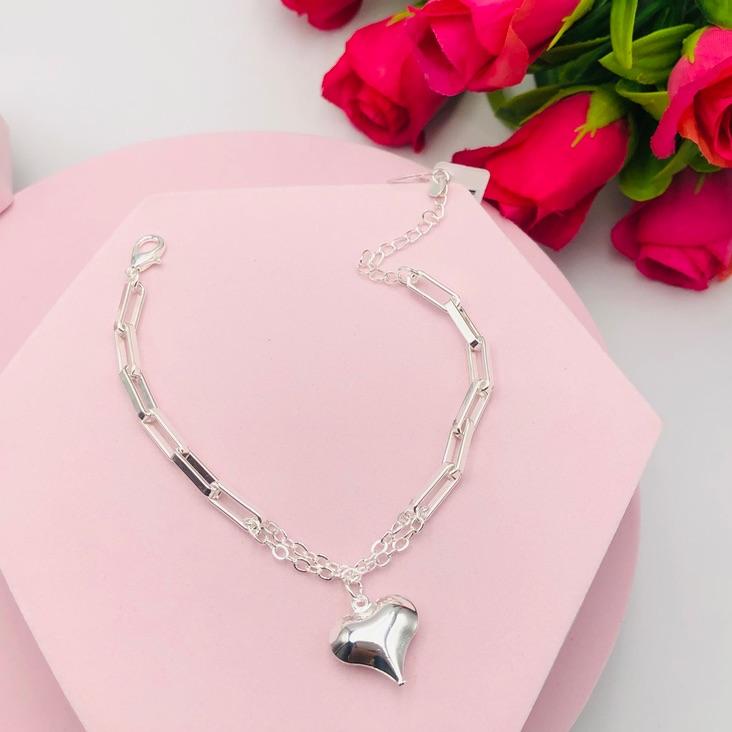 Pulseira com Elo Cartier Grosso com Coração