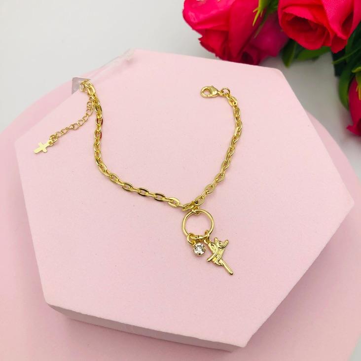 Pulseira com Pingente te Fé e ponto de Luz