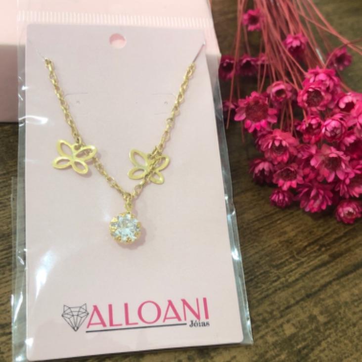 Pulseira com Pingentes Borboletas e Ponto de Luz