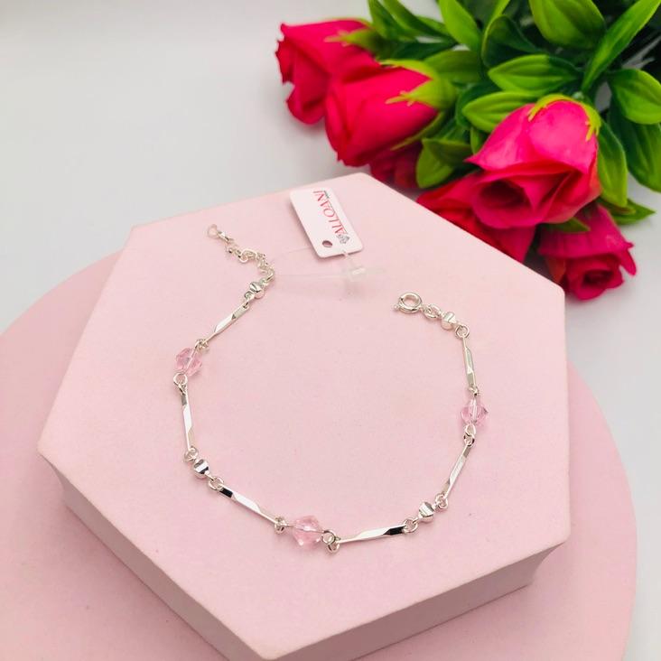 Pulseira com Pinos é Pingente Rosa