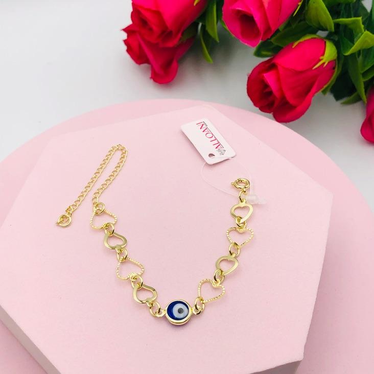 Pulseira Corações com Olho Grego