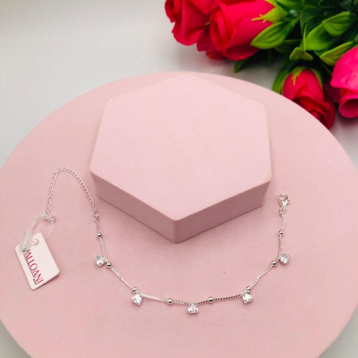 Pulseira Corrente Bolinha com Corações