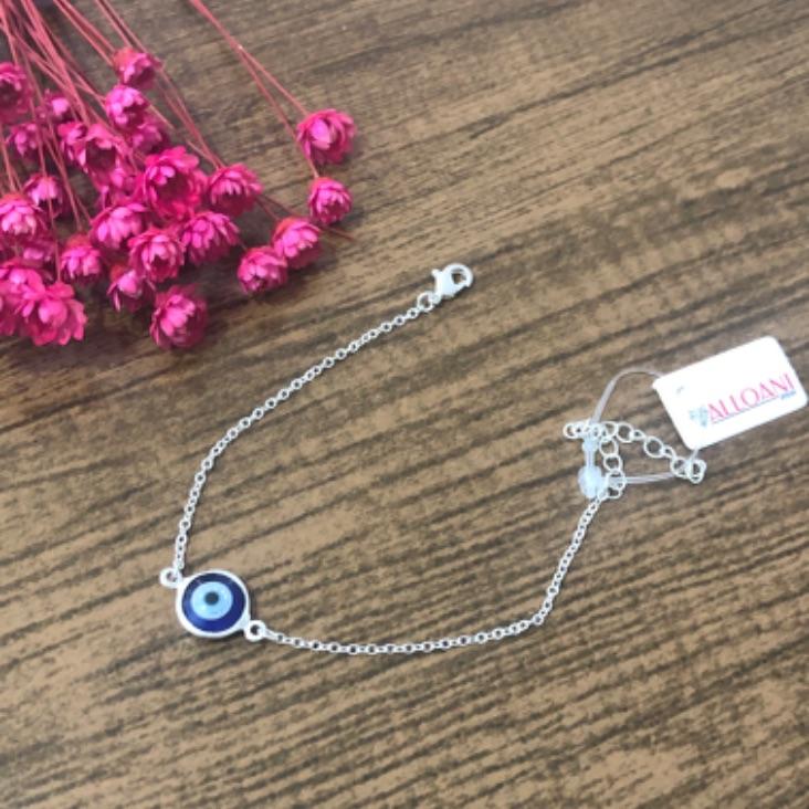 Pulseira Corrente Cadeado com Pingente de Olho Grego