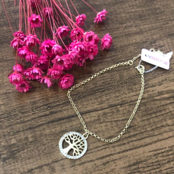 Pulseira Corrente Elo Português com Pingente Árvore da Vida