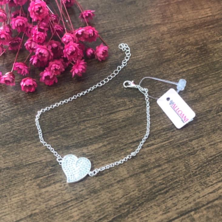 Pulseira Corrente Elo Português com Pingente Coração Cravejado