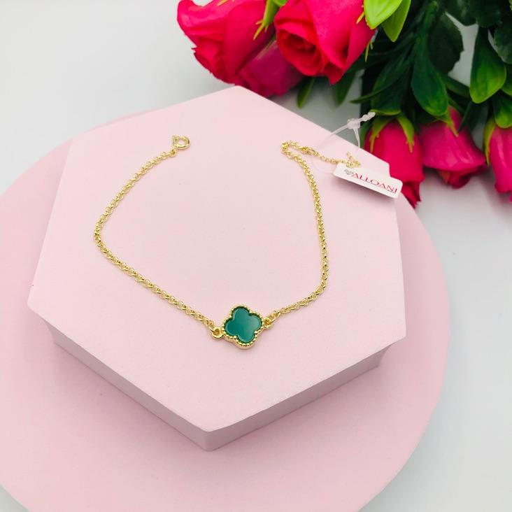 Pulseira Corrente Elo Português com Pingente Trevo