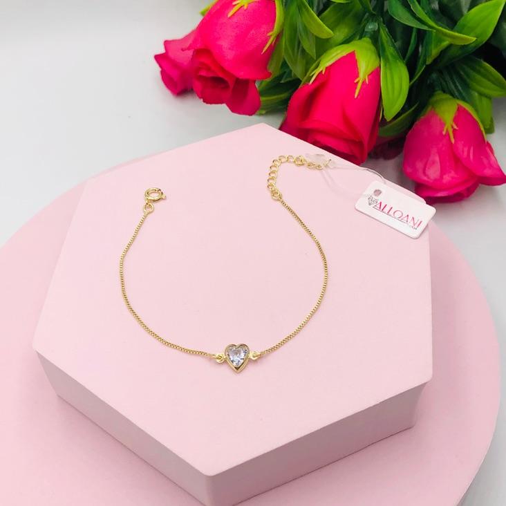 Pulseira corrente veneziana com coração