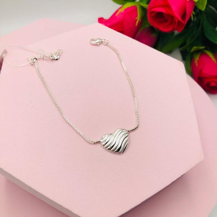 Pulseira corrente veneziana com coração