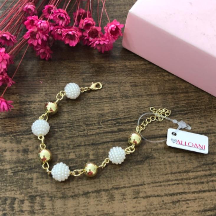 Pulseira De bolar Pérolas e Lisa