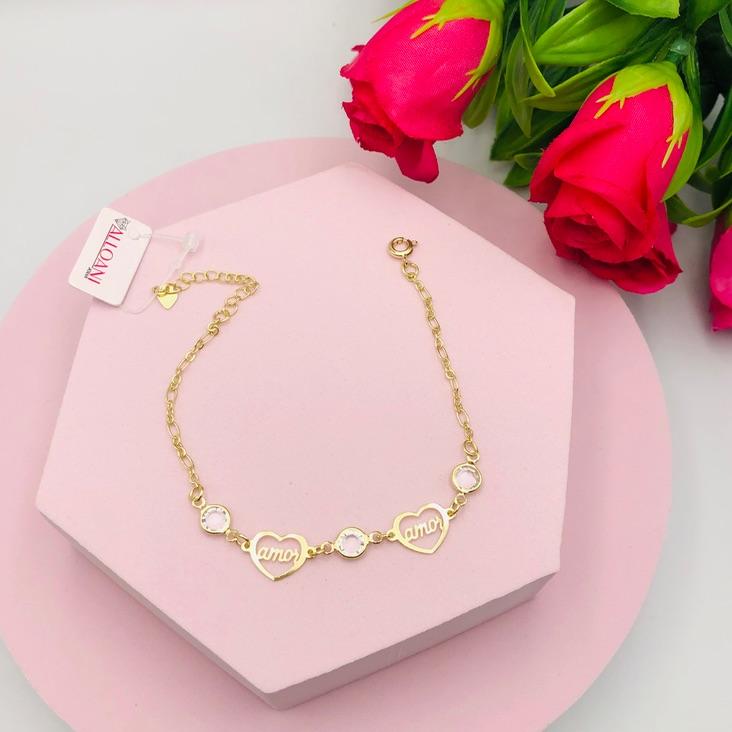 Pulseira de Coração Escrito Amor
