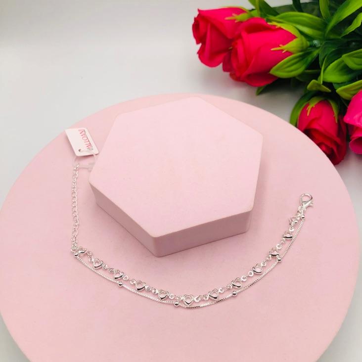 Pulseira Dupla Bolinha e Corações