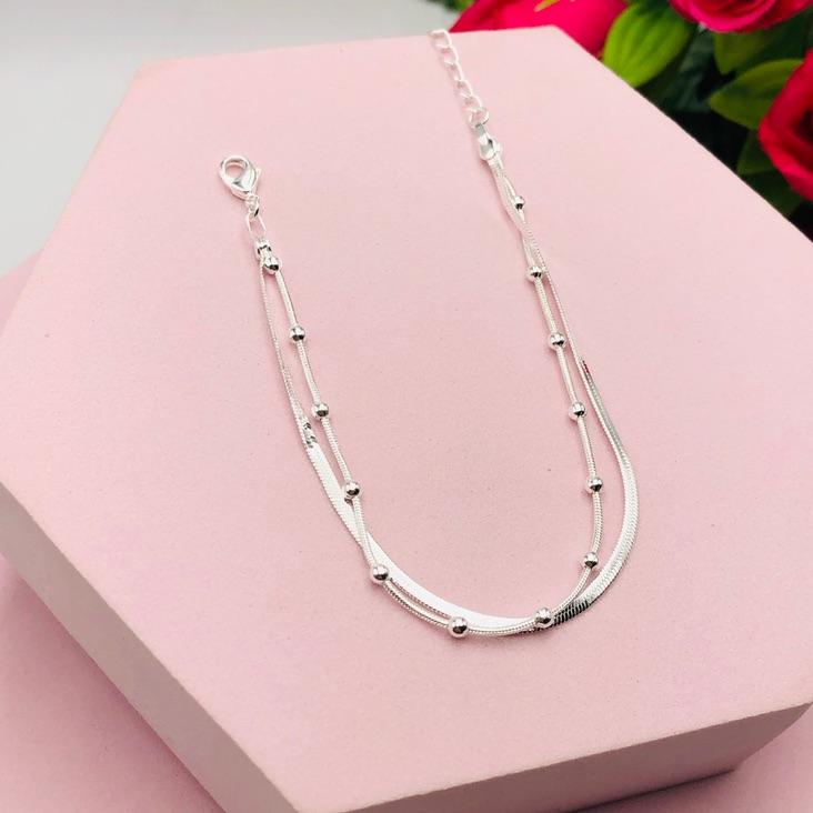 Pulseira Dupla de Bolinha e Fita