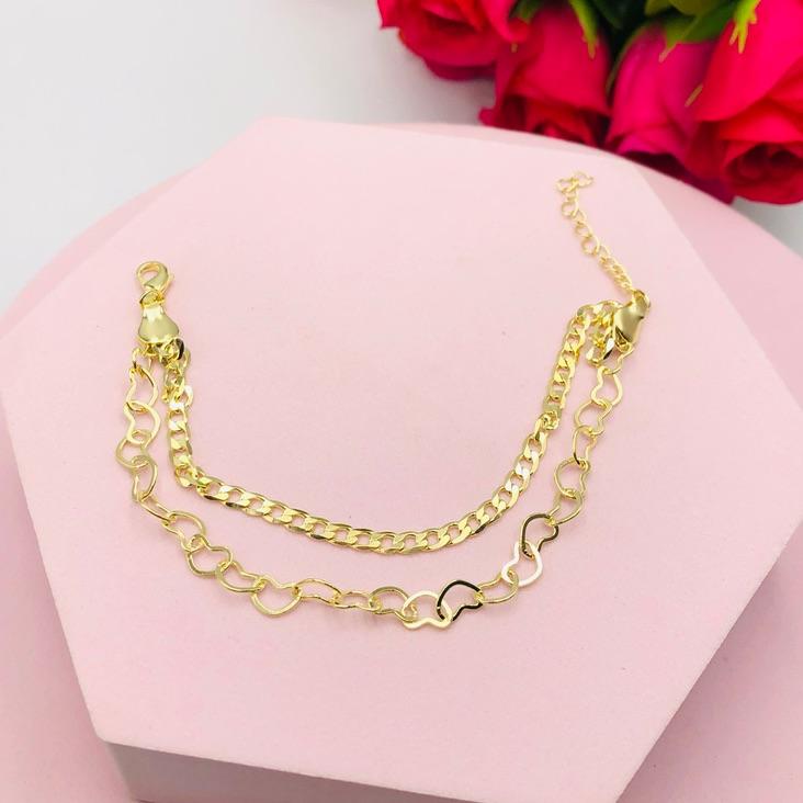 Pulseira Dupla em Um Grumet e Coração