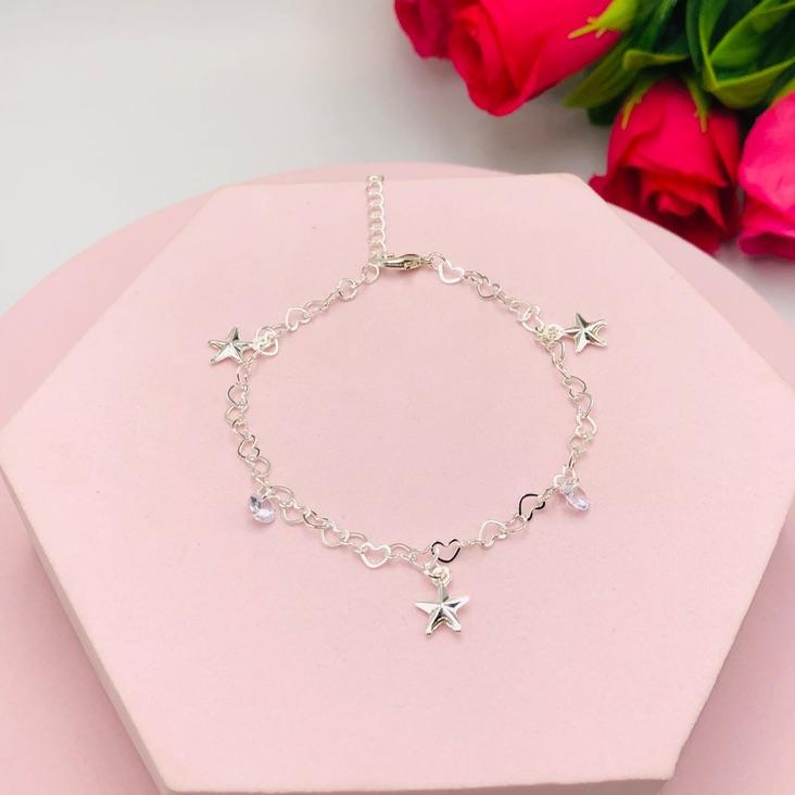 Pulseira Elo Coração com Estrelas e Zirconias