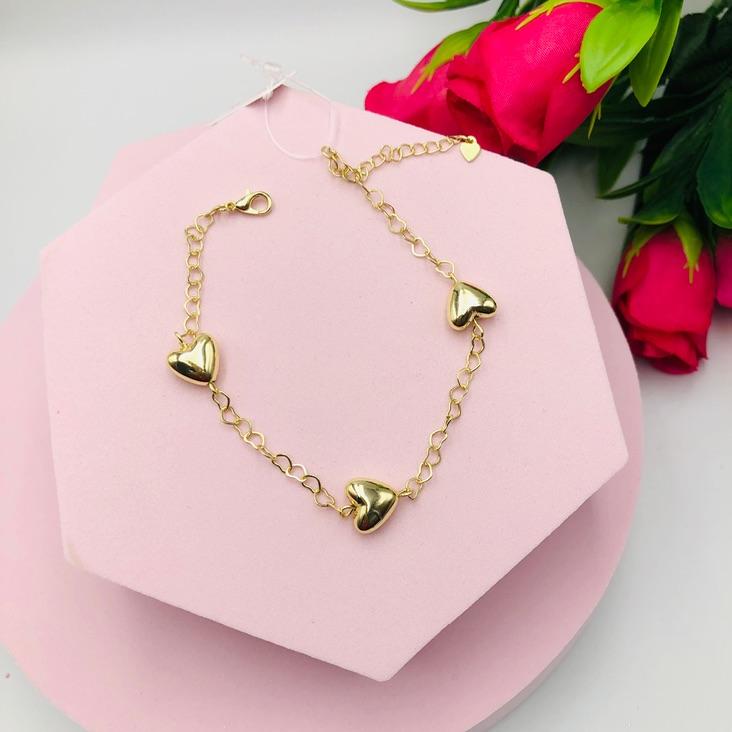 Pulseira Elo de Corações com Corações