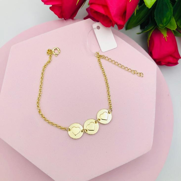 Pulseira Elo Português com Coração