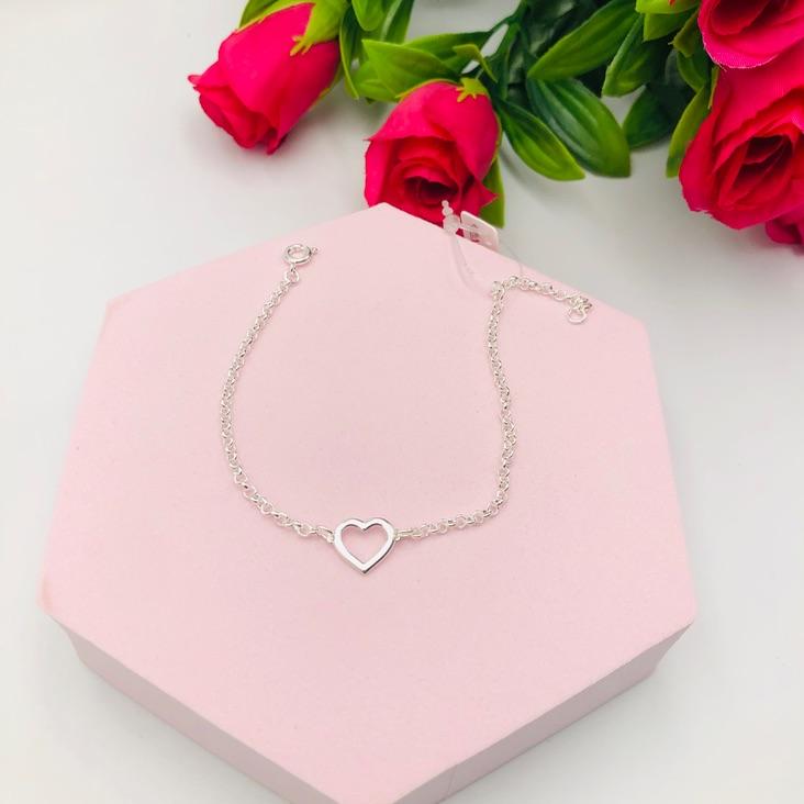 Pulseira Elo Português com Pingente Coração