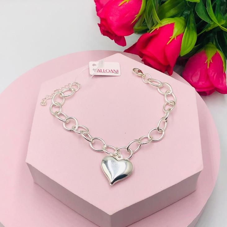 Pulseira Elos com Pingente Coração