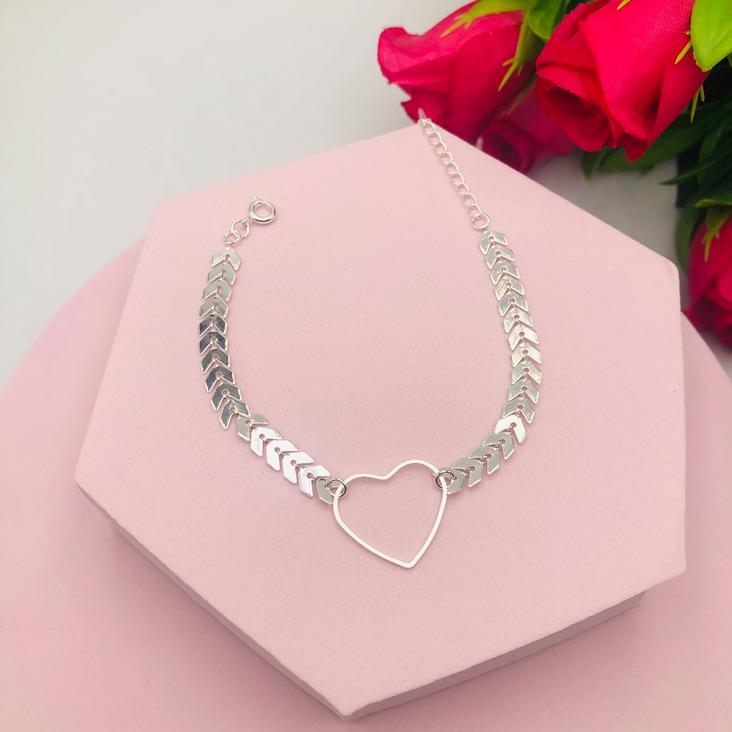 Pulseira Escama de Peixe com Coração