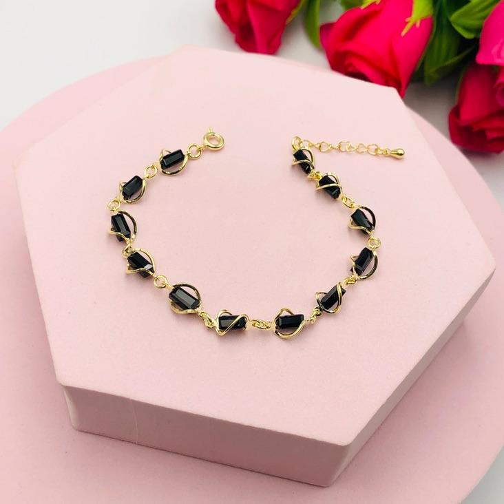 Pulseira Espiral com Pedras Pretas